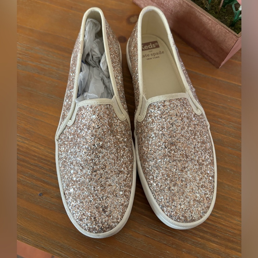 Kate Spade x Keds glitter slip ons